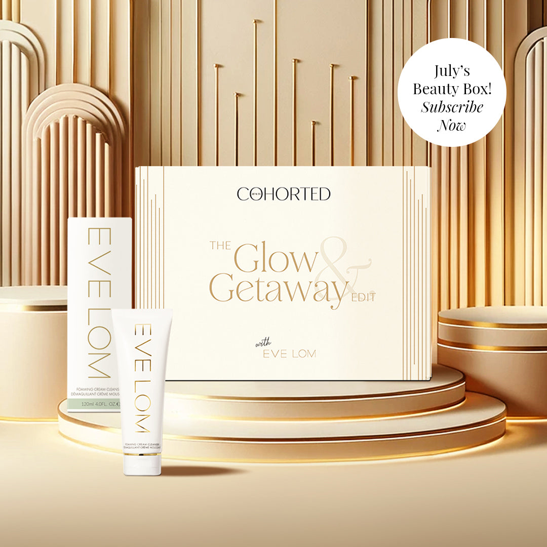 Cohorted, Eve Lom, Glow and Getaway, Beauty Box, Exclusive, Luxury, UK, Skincare, Gift, Subscription Box, foam cream cleanser